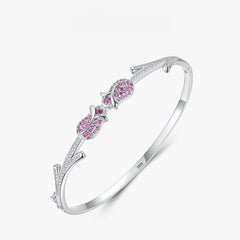 Bracelete rosa do oriente cravejada em prata 925