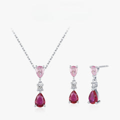 Conjunto rose em prata 925 com pedra zircônia