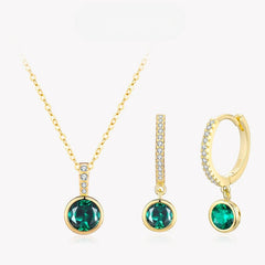 Conjunto life em ouro 18k com esmeralda verde